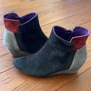 Vaneli Suede TriColored Wedge Booties Boots